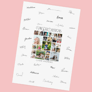 Personalised 24 Photo Collage Graduation Signature Poster