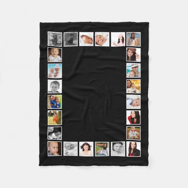 Personalised 24 Photo DIY Custom Photo Collage Fleece Blanket (Front)