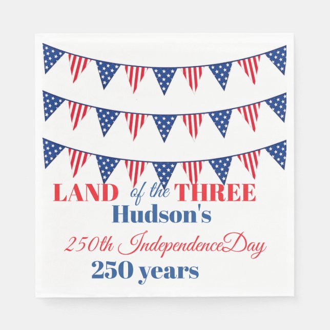 Personalised 250th Independence Day Party Napkins (Front)