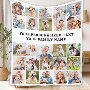 Personalised 25 Photos Collage Modern Family Fleece Blanket