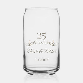 Personalised 25th Anniversary Keepsake Custom Gift Can Glass