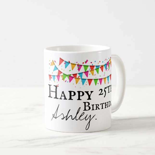 Personalised 25th birthday mug (Front Right)