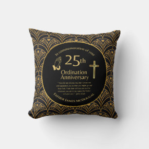Personalised 25th Ordination Anniversary Priest Cushion