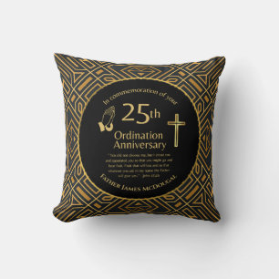 Personalised 25th Ordination Anniversary Priest Th Cushion