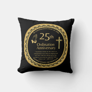 Personalised 25th Ordination Anniversary Priest Th Cushion