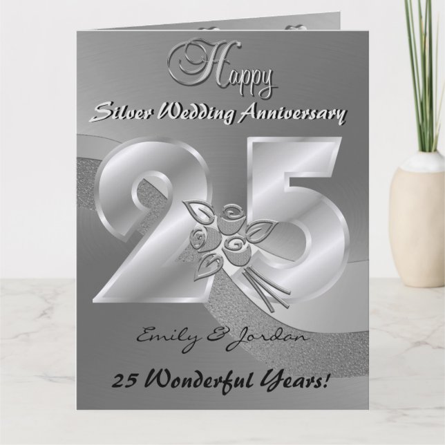 Personalised 25th Silver Wedding Anniversary Card (Front)
