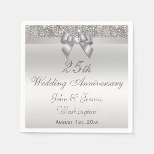 Personalised 25th Silver Wedding Anniversary Napkin