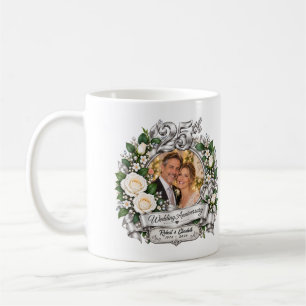 Personalised 25th Silver Wedding Anniversary Photo Coffee Mug