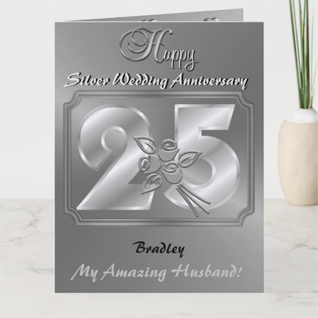 Personalised 25th Wedding Anniversary Card Husband (Front)