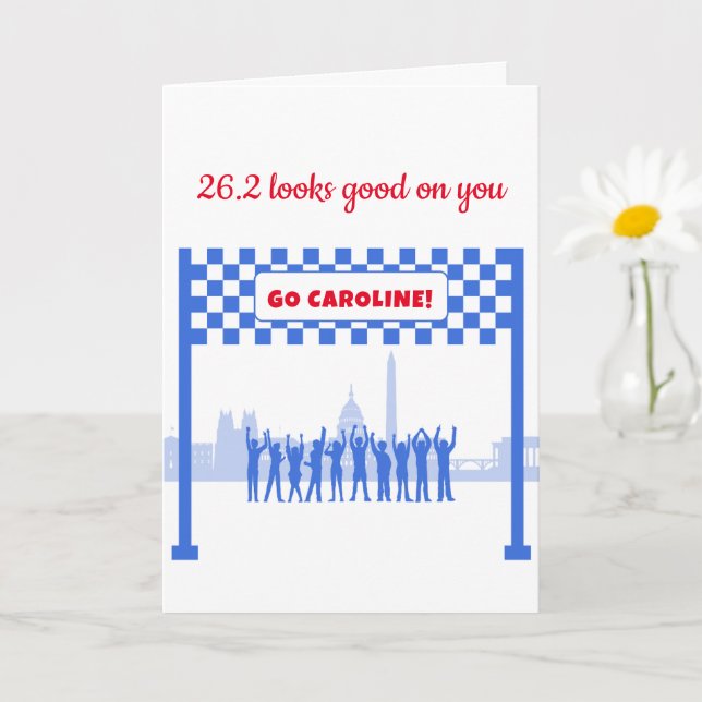 Personalised 26.2 Washington DC Red Blue Marathon  Card (Small Plant)