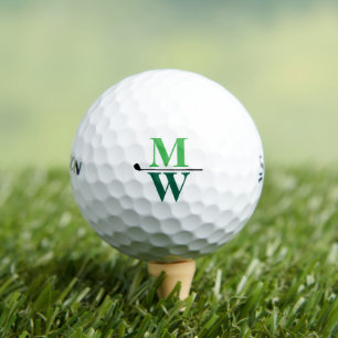 Personalised 2-Initials Green Monogram  Golf Balls