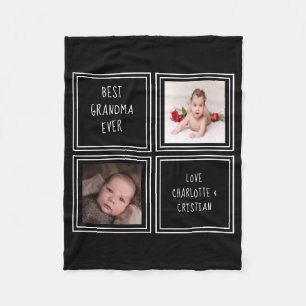 Personalised 2 Photo And Text Fleece Blanket