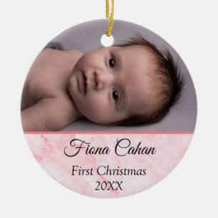 Personalised 2 Photo Babys My First Christmas 2021 Ceramic Tree Decoration