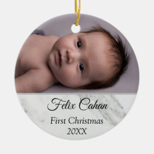 Personalised 2 Photo Babys My First Christmas 2021 Ceramic Tree Decoration