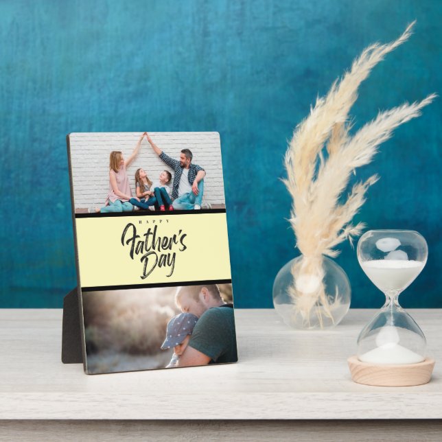 Personalised 2 Photo Collage Father's Day gift Pla Plaque (Side)