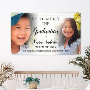 Personalised 2 Photo Collage Script Graduation Banner