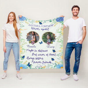 Personalised 2 Photo Collage  Sister, add name Fleece Blanket