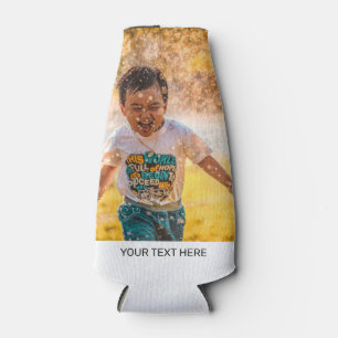 Personalised 2 Photo Front Back Your Text Bottle Cooler