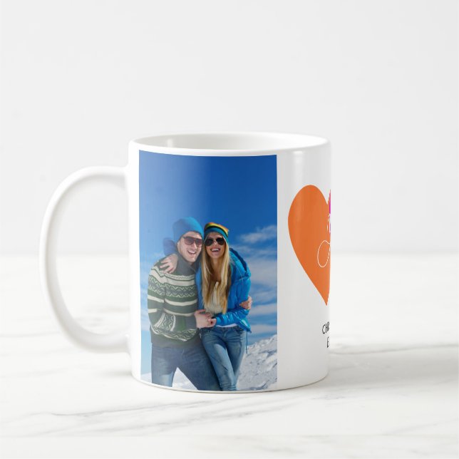 Personalised 2 Photo Hearts You & Me Custom Named Coffee Mug (Left)