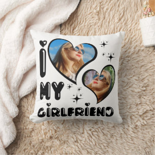 Personalised 2 Photo I Love My Girlfriend  Cushion