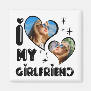 Personalised 2 Photo I Love My Girlfriend  Magnet