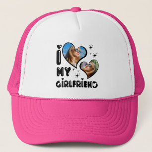 Personalised 2 Photo I Love My Girlfriend Trucker Hat