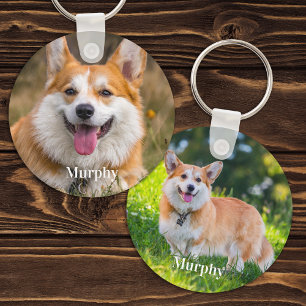 Personalised 2 Photo Modern Pet Dog Lover Key Ring