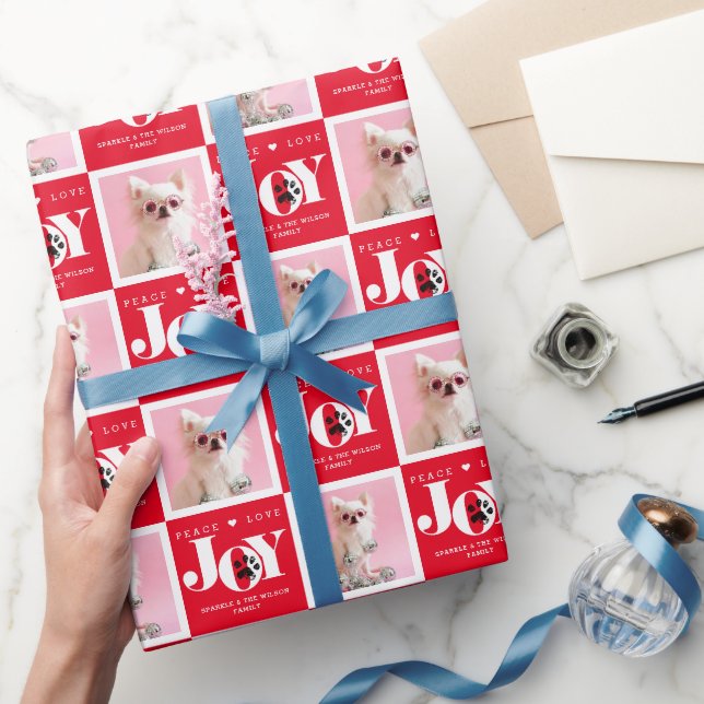 Personalised 2 Photo Pet Dog JOY Wrapping Paper (Gifting)