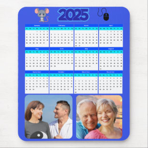 Personalised 2 Photo Portrait Calendar Mouse Pad