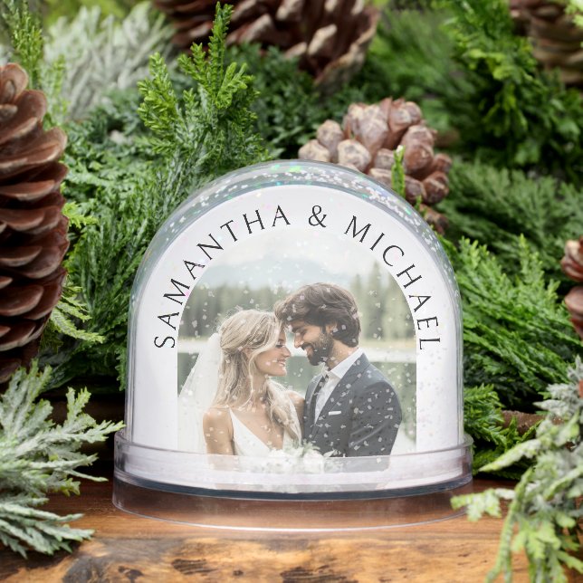 Personalised 2 Photos Names Wedding Keepsake Snowglobe (Winter)
