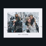 Personalised 2 photos Universal Greetings Postcard<br><div class="desc">Personalised 2 best friends,  weddings or family photos Universal Greetings Postcards featuring a stylish photo collage with 2 customised images,  your greetings message in elegant handwritten script font,  your name,  date,  year,  message on the back in a modern and simple sans serif font.</div>