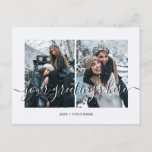 Personalised 2 photos Universal Greetings Postcard<br><div class="desc">Personalised 2 best friends,  weddings or family photos Universal Greetings Postcards featuring a stylish photo collage with 2 customised images,  your greetings message in elegant handwritten script font,  your name,  date,  year,  message on the back in a modern and simple sans serif font.</div>