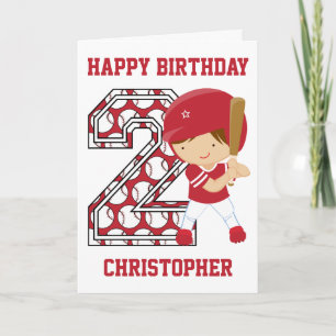 Personalised 2nd Birthday Baseball Batter Red Card