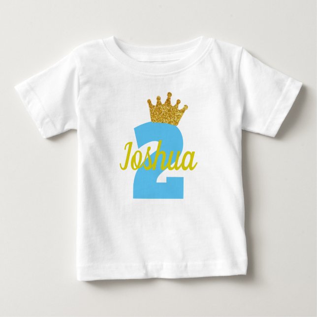 Personalised 2nd Birthday Crown Boy's Shirt (Front)
