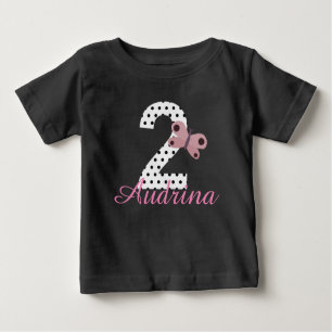 Personalised 2nd Birthday Girls Butterfly Shirt
