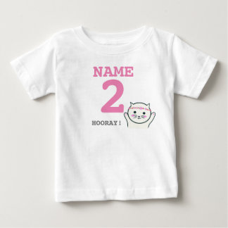 Personalised 2nd birthday white cat baby T-Shirt
