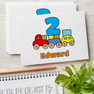 Personalised 2nd Birthday Wooden Train Toy Envelope