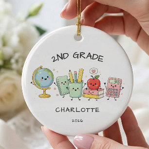 Personalised 2nd Grade Girl Ceramic Tree Decoration