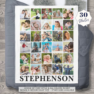 Personalised 30 Photo Collage White Fleece Blanket