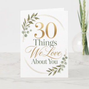 Personalised 30 Things We Love About You Gift Card