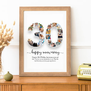 Personalised 30th Anniversary Photo Collage Poster