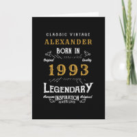 Personalised 30th Birthday Born 1993 Vintage Black