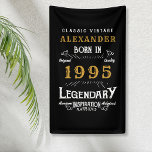 Personalised 30th Birthday Born 1995 Vintage Black Banner<br><div class="desc">A personalised classic party banner for that special birthday born in 1995 and turning 30. Add the name to this vintage retro style black, white and gold design for a custom birthday gift. Easily edit the name and year with the template provided. A wonderful custom black birthday gift. More gifts...</div>