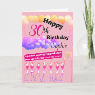 Personalised 30th Birthday Netball Greeting Card