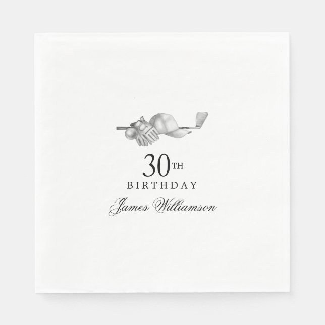 Personalised 30th Birthday Party Golf Theme Napkin (Front)