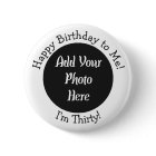 Personalised 30th Birthday Photo Button