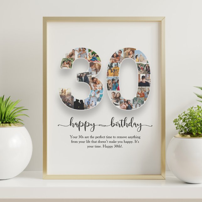 Personalised 30th Birthday Photo Collage Poster (Creator Uploaded)