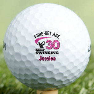 Personalised 30th Birthday – Pink Fore-get Age 30 Golf Balls