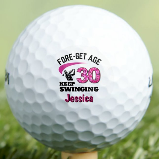 Personalised 30th Birthday – Pink Fore-get Age 30 Golf Balls (Creator Uploaded)