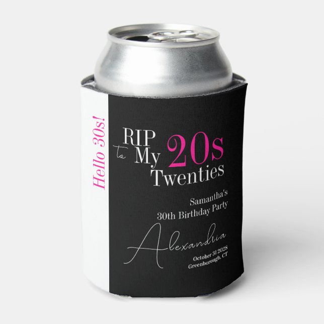 Personalised 30th Birthday RIP 20s Hello 30s Party Can Cooler (Can Front)